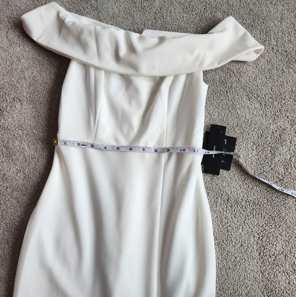 Lulus Off White Formal Grad Prom Off Shoulder Slit Dress Size XS - Picture 5 of 12
